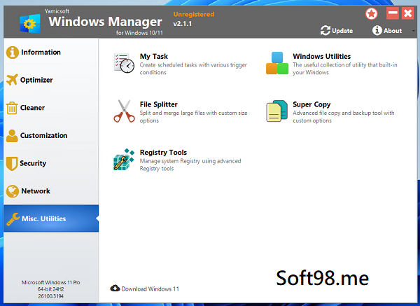 Windows Manager التشغيل ويندوز 10