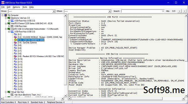 مراجعة برنامج عرض شجرة أجهزة USB